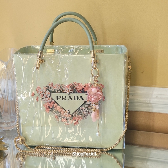 Prada Tote Large Shopping Bag Tote with PVC Cover - Picture 7 of 11